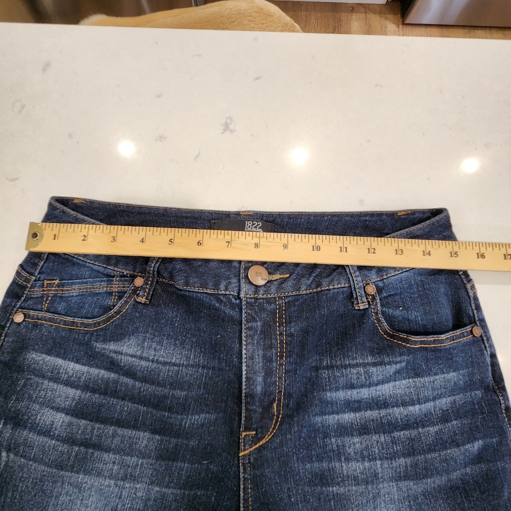 Vintage 1822 Denim Jeans Womens 14 Ankle Tapered Blue Dark Wash Stretch China - Picture 8 of 13